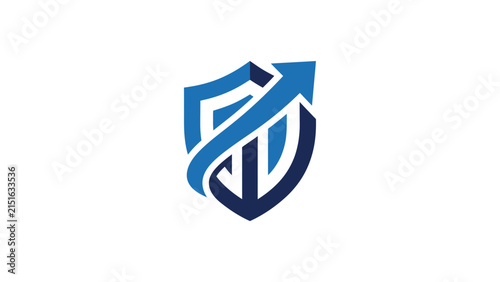 Abstract Shield With Upward Arrow Business Growth Logo