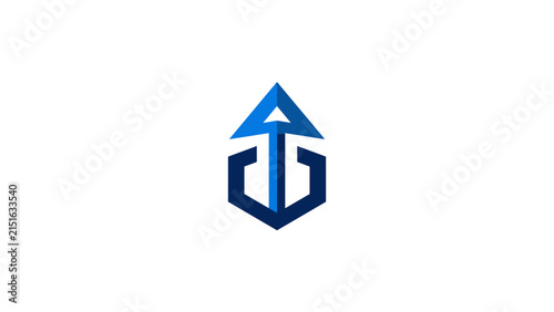 Abstract Geometric Logo With Blue Triangle And Hexagon Shape