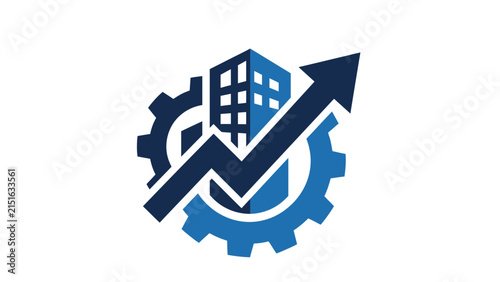 Business Growth And Construction Industry Logo Concept