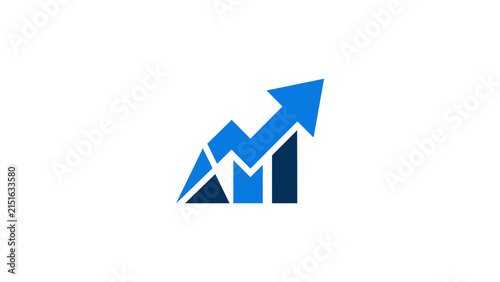 Blue Financial Growth Chart With Upward Arrow Icon