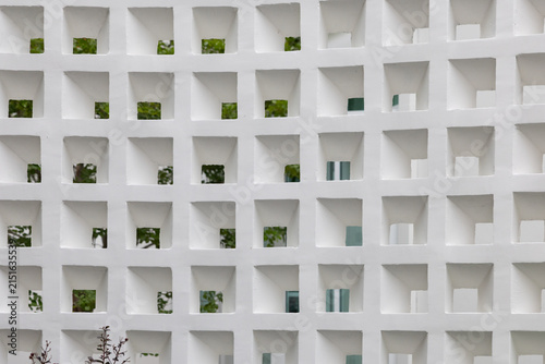 Canvastavla White textured wall with recessed square windows