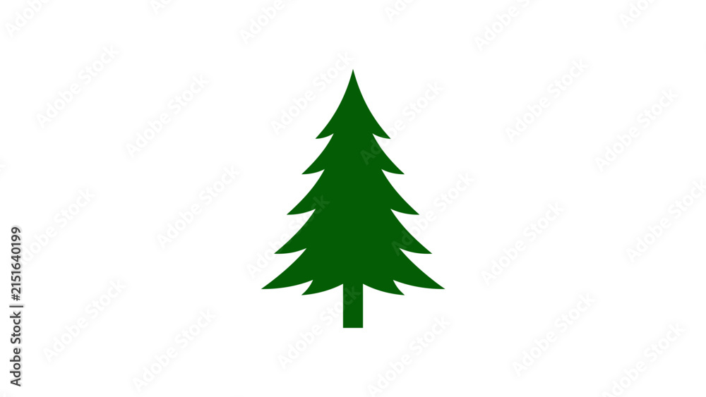 Obraz premium Minimalist Green Pine Tree Vector Icon