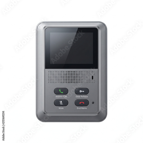 Video intercom device with buttons and screen isolated on white background  