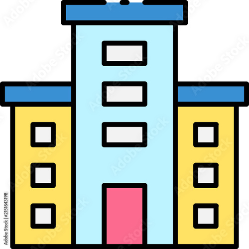 Colorful modern corporate building facade vector illustration for architectural design and urban infrastructure web development projects