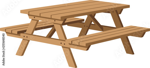Wooden picnic table illustration for park outdoor recreation with picnic bench park furniture outdoor seating spot furniture recreation community facility illustration elements