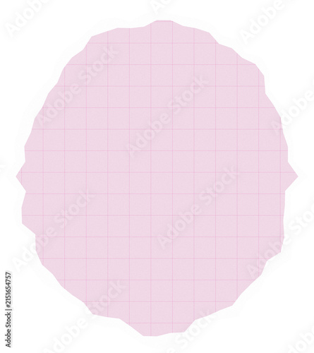 Simple pink abstract oval shape with grid lines torn paper