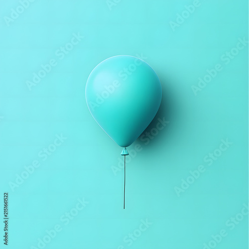 Single turquoise balloon floating against light teal background minimalist composition