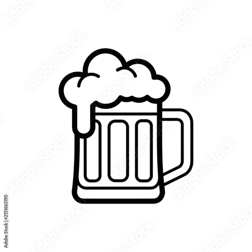 Outline Beer Mug Icon with Overflowing Foam
