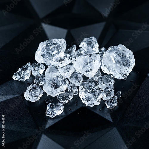 Close-up of Ice Crystals on Dark Background.