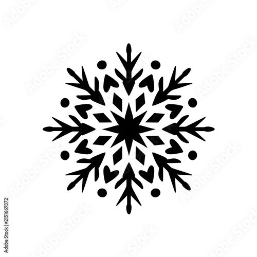 Intricate Black Snowflake Silhouette with Floral Ornamental Pattern