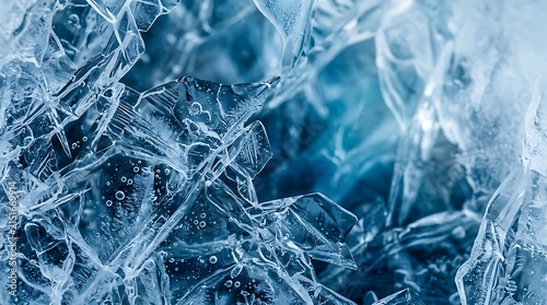 Close-up of Frost Patterns on a Cold Surface.