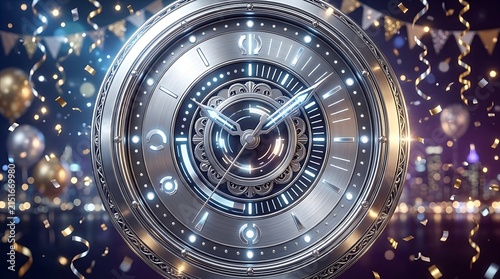 Silver Countdown Clock New Year Background.