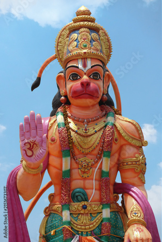 Photography Colorful Lord Hanuman Statue Portrait Under Clear Sky
