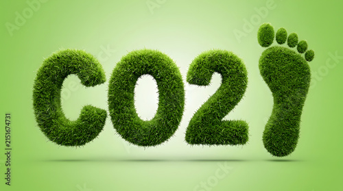 Vibrant green grass footprint with set against bright green background fresh eco conscious visual impact three dimensional arrangement exclamation mark footprint
