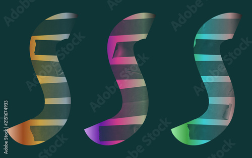 Colorful 3d abstract curved shapes composition