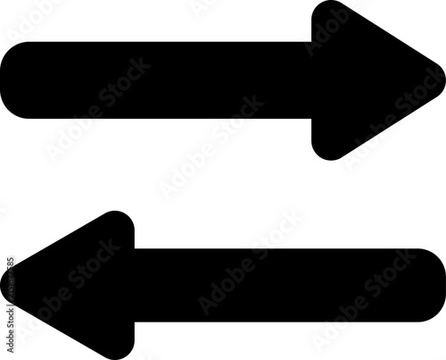 Two bold black arrows point in opposite directions on a clean white background.