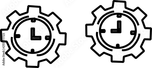 Two black outlined cogwheel icons are displayed against a clean white background.