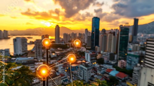 Smart City Global Network at Sunset: Urban Technology & Connectivity