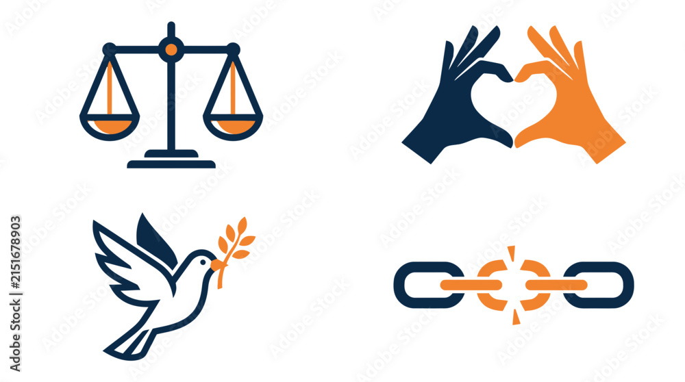 Obraz premium Social justice human rights and equality icons