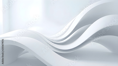 Abstract white background with smooth flowing curved shapes isolated on white background