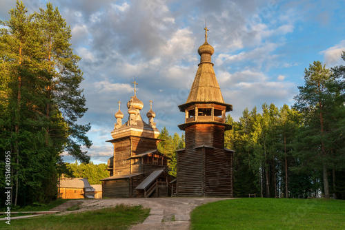 The Church of the Ascension with a bell tower from the village of Kushereka, Onega District in the Kargopol‑Onega sector of the Malye Korely Museum‑Reserve on a summer day, Arkhangelsk Oblast, Russia