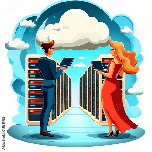 Business Professionals Managing Cloud Computing and Data Center Infrastructure