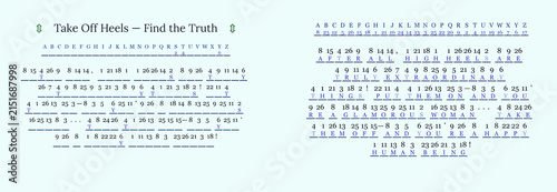 Obraz na płótnie Text-based puzzle with letters and numbers on light blue background