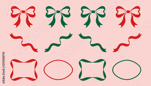 Festive Christmas Ribbon Bows and Frames Set for Holiday Design Projects