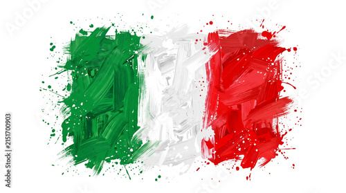 Italian flag represented with vibrant brush strokes, creating a dynamic and artistic impression of national pride