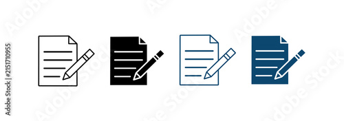 Konstfotografi Document icon set. Includes a document with a pencil.