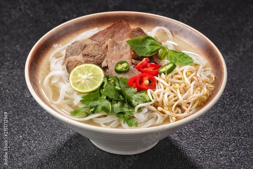 Vietnamese Pho Bo soup with beef meat