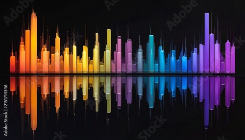 Colorful digital soundwave with mirrored frequency spectrum