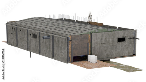 3d rendering of a modern concrete building under construction