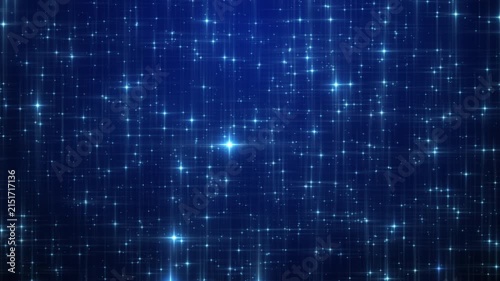 光線の長い星がきれいに輝く星空　ゆっくり前進・星の量：たっぷり　ループ