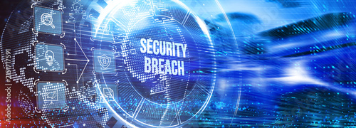 Security breach. Cyber security virus attack and breach. 3d illustration