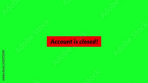 Account is closed text animation in 4K animation with alpha channel red alert account  are closed in transparent background 