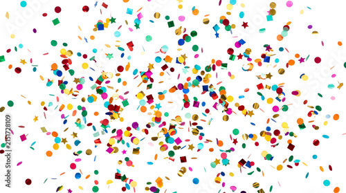Bright confetti falling party celebration festive background elements.