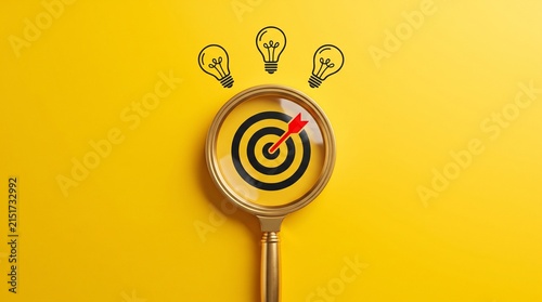 Magnifying Glass on Target with Lightbulbs
