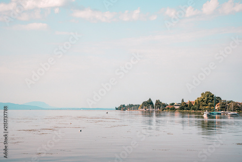  Rivage arboré et eaux calmes du lac Léman à Morges, Suisse