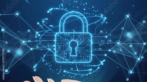 Cybersecurity Digital Lock Network Protection Technology Concept HD 4K