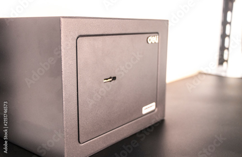 Hotel Safe On Shelf In Simple Thai Hotel Room For Guests Thailand.