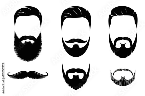 collection of black beard mustache and hairstyle vector templates