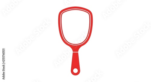 Mirror icon featuring a simple red handheld mirror design ideal for beauty or fashion themes, isolated cleanly on a white background for clear visibility