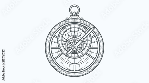 Bild auf Leinwand Astrolabe instrument depicts ancient celestial navigation and scientific exploration of the starry night sky