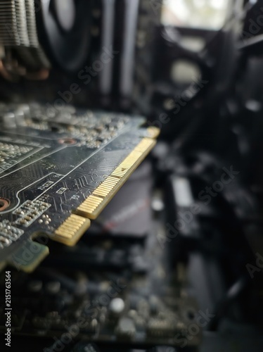 Macro view of a computer graphics card interface