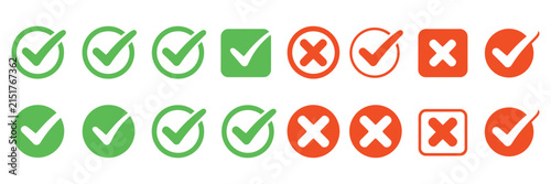 check tick mark and cross icon set featuring hand drawn checkbox, x mark, v symbol, circle, list and checklist doodle elements.