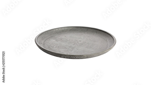 Konstfotografi Empty round grey stone ceramic plate top view isolated on transparent background