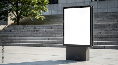 Blank Digital Billboard Display Screen in Outdoor Urban Environment.