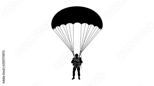 Parachutist Silhouette Descending Skydiving Extreme Sport