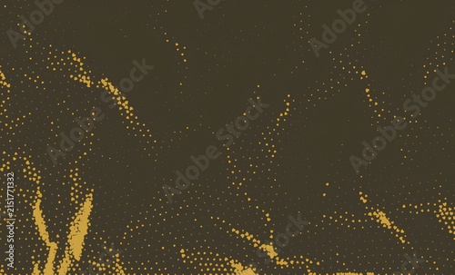 Quadro su tela Golden particle trails forming organic dotted waves for modern editorial and poster design